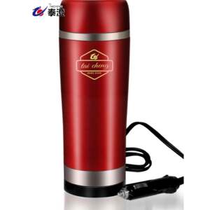 泰澄车载电热杯汽车烧水壶304不锈钢车用热水保温杯12V汽车加热杯