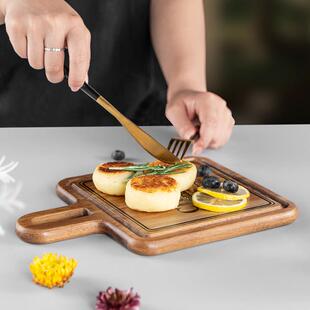 Bill.F相思木托盘菜板两件套实木水果板芝士板披萨盘木质牛排板