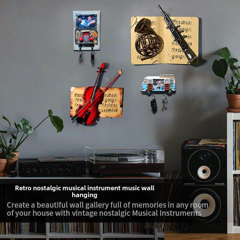 覆古立体铁艺萨克斯管小提琴乐器壁挂创意酒吧客厅餐厅壁挂装饰