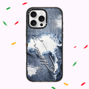 韩国CASETiF破洞牛仔别针箴言适用苹果iPhone16ProMax壳15Pro丹宁宣言14镜面13防摔12磁吸PM时尚