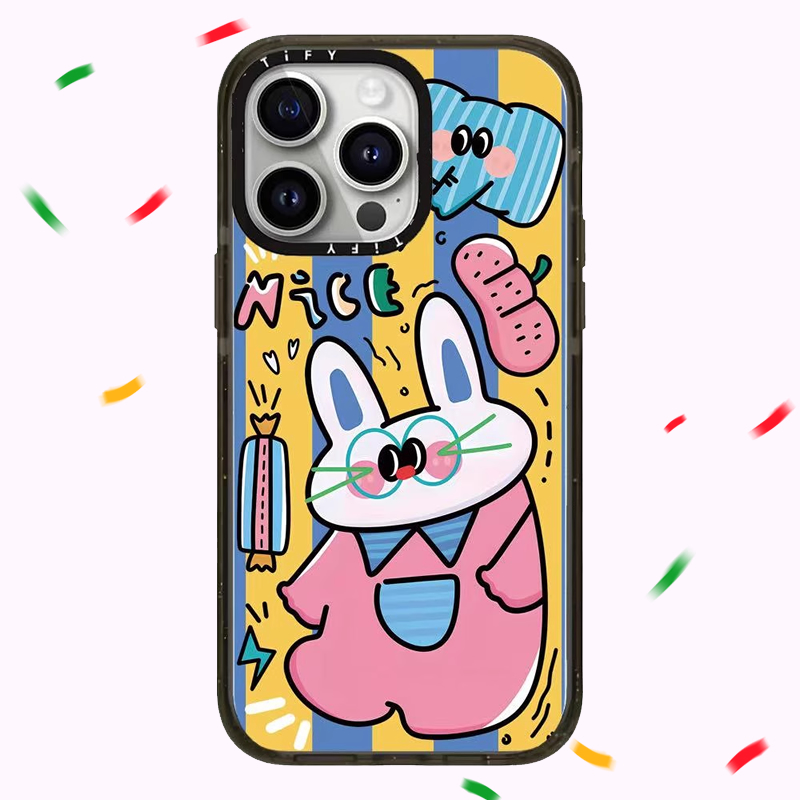 韩国CASETIF联名眼镜兔兔博士适用苹果16promax壳iphone15plus新款14保护套13pro透明11防摔12情侣款
