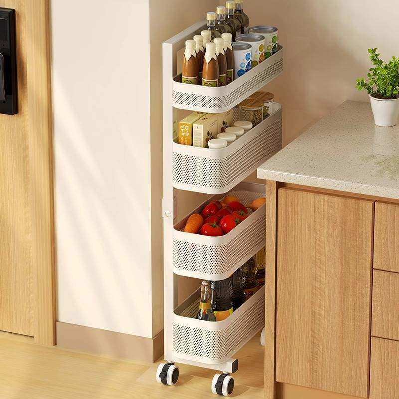 婴儿用品置物架落地移动小推车床头夹缝窄缝奶粉罐多层零食收纳架