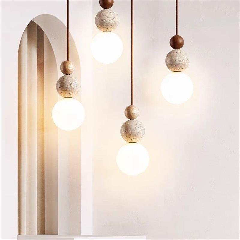 黄洞石日式侘寂风卧室床头小吊灯创意奶油风民宿复古餐厅吧台吊灯