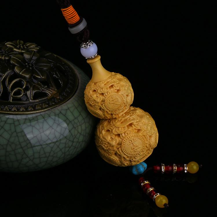 黄杨木雕祥龙葫芦家居装饰挂件木雕手把件车载挂饰木质工艺品礼品