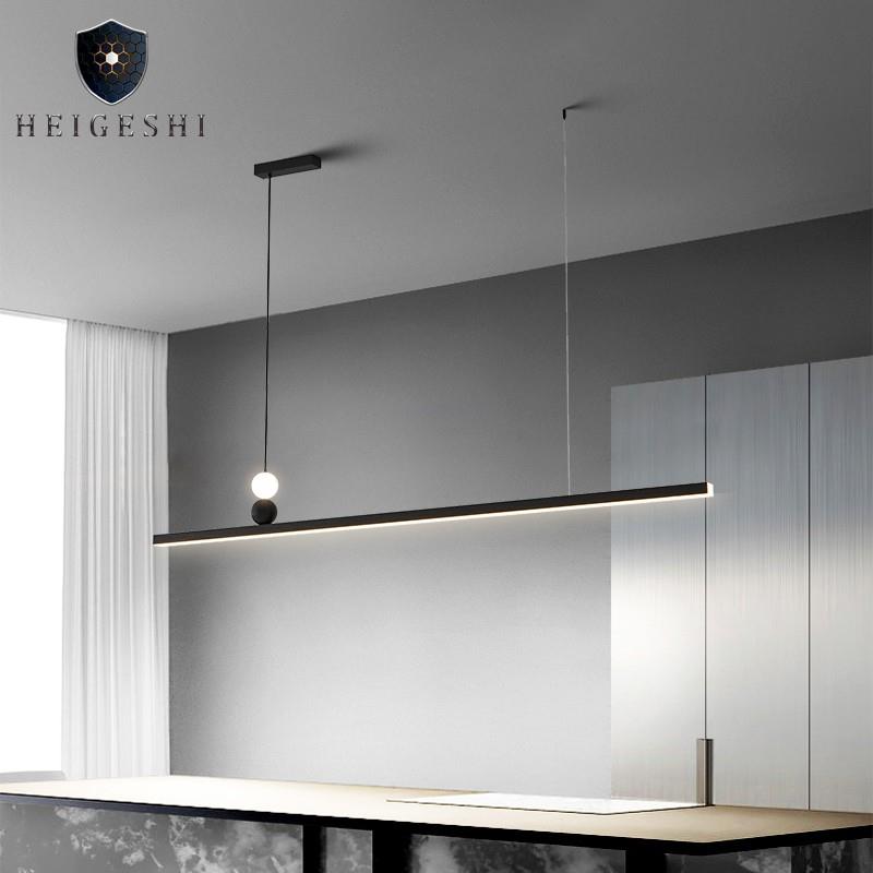 7T餐厅吊灯现代简约极简餐桌长条一字办公室2024年新款护眼客厅灯