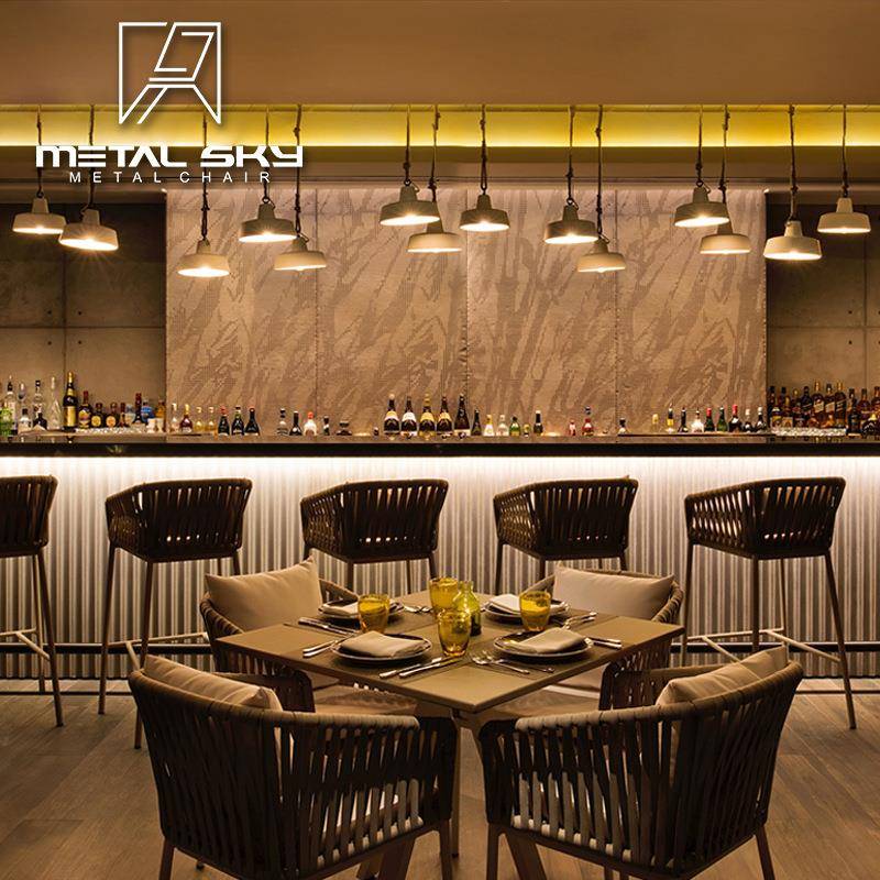 户外桌椅藤椅三件套室外庭院藤编餐桌椅组合家具阳台酒店绳编餐椅