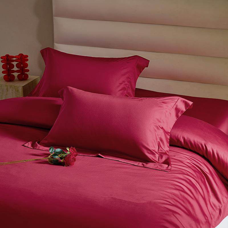 鸿基400TC新中式婚庆四件套结婚喜房床上用品红色纯棉床单被套