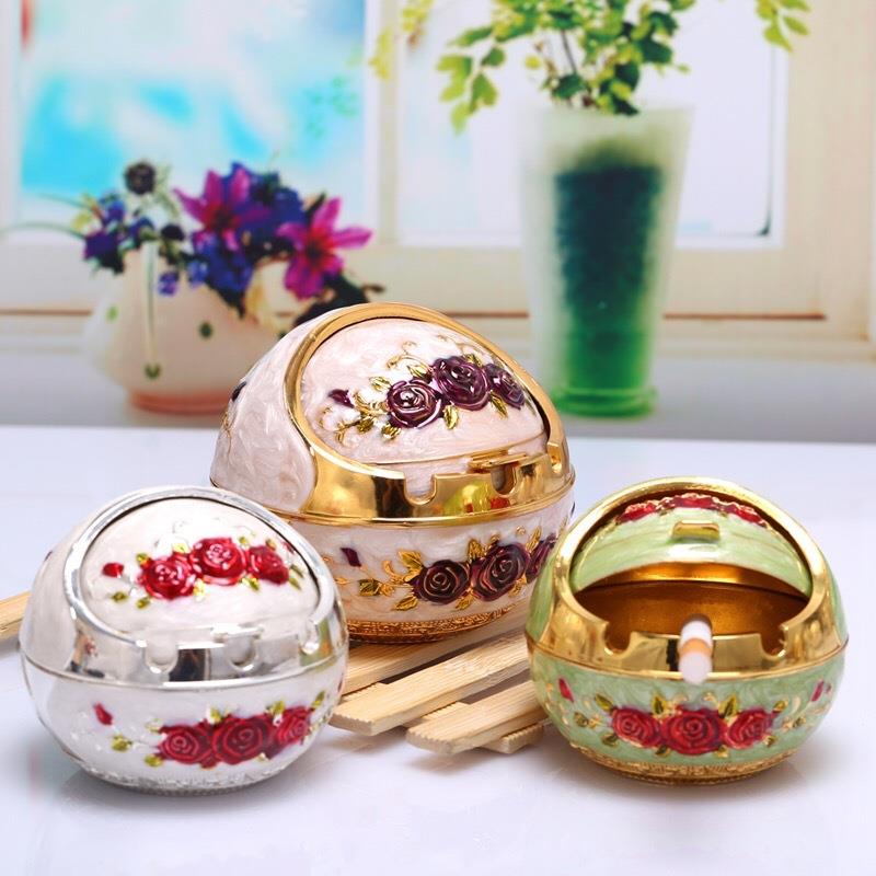 大号球形烟灰缸创意翻盖个性潮流家用客厅茶几多功能欧式时尚烟缸