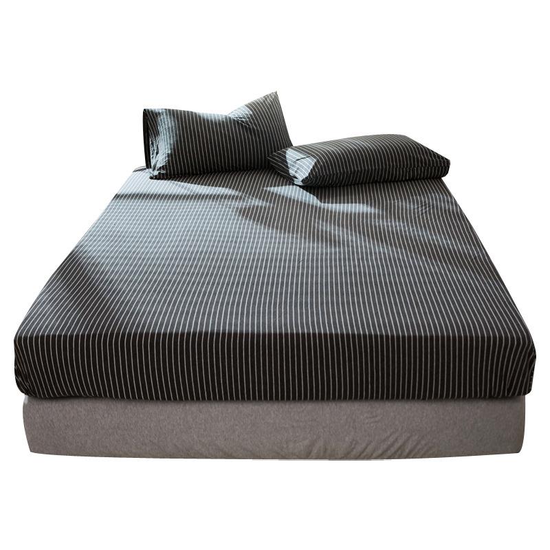 86M0A类柔软床笠纯棉单件针织棉 纯色条纹天竺棉床单双人全棉床罩