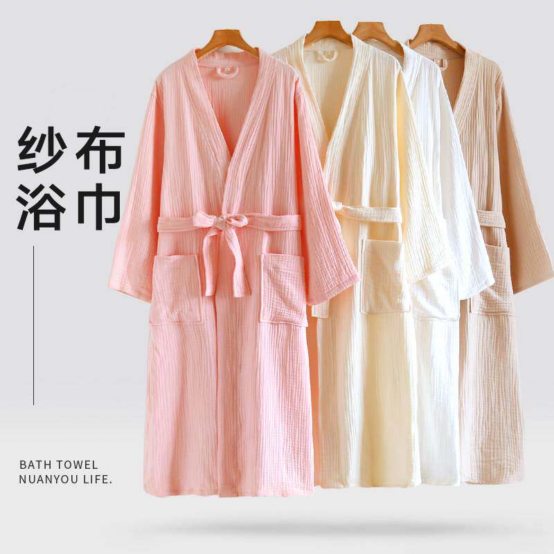 纱布浴袍纯棉可穿裹全身浴巾大码200斤男女吸水速干胖mm成人洗澡