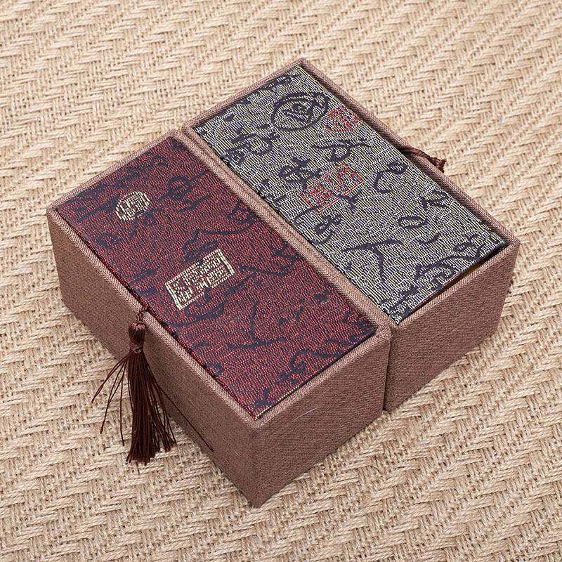 新款 流苏锦盒麻布盒文玩核桃盒手把件盒礼品包装首饰健身手球盒