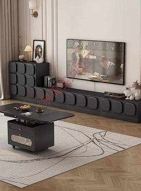 法式复古黑色电视柜茶几组合客厅家用中古cm宽落地电视机柜地柜