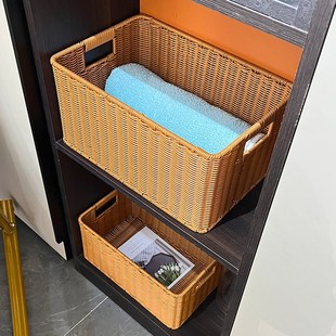 仿藤编格子柜收纳筐脏衣篮家用橱柜衣物储物篮客厅玩具杂物收纳盒