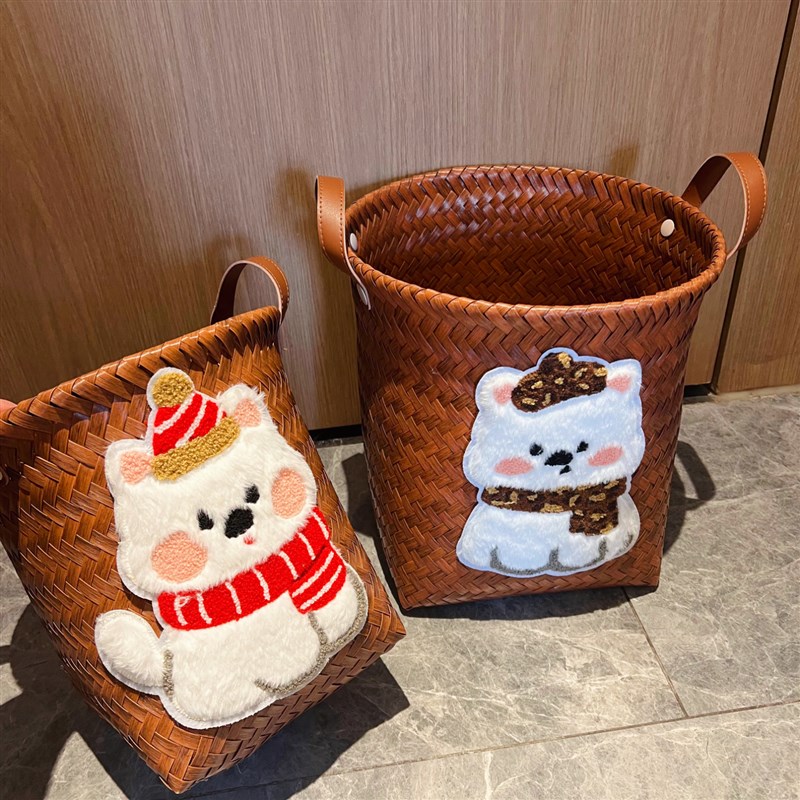 复古仿藤编脏衣收纳筐子家用大容量高颜值零食玩具杂物内衣整理蓝