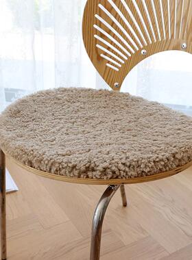 卷羊毛椅垫纯羊毛沙发垫椅垫餐椅垫圆形垫圆垫方垫皮毛一体羊毛垫