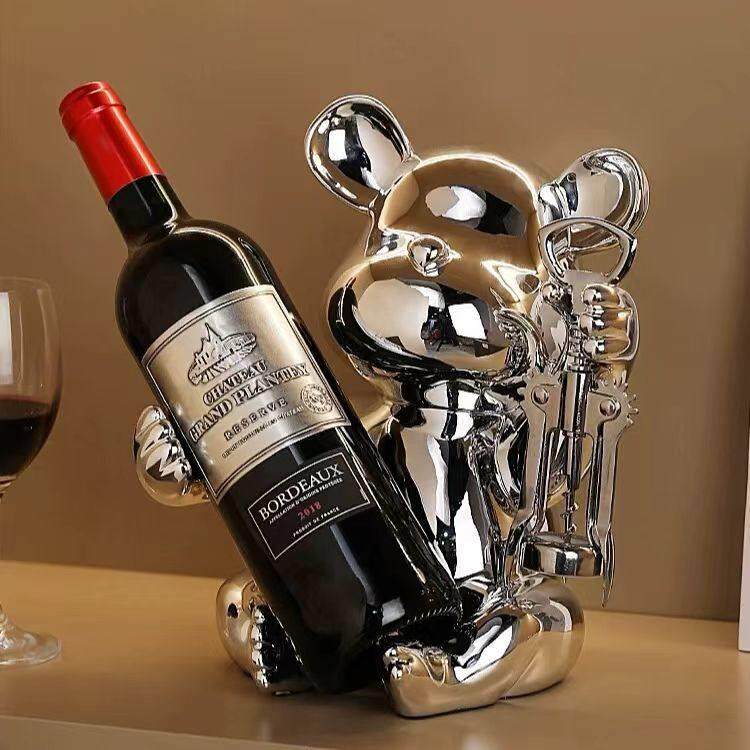 暴力熊红酒架摆件客厅杯架家居礼物酒柜装饰品餐桌轻奢高档感酒架