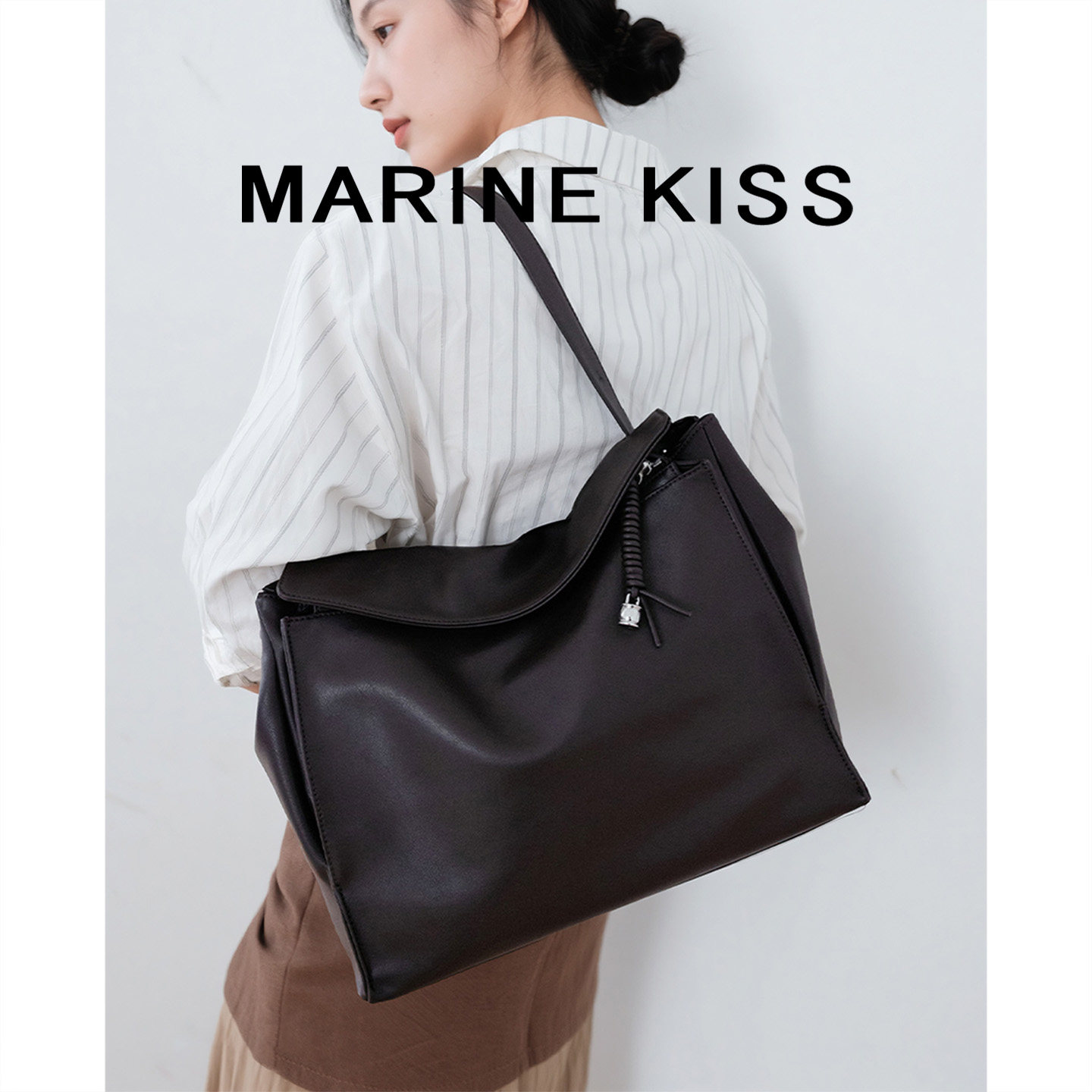 MARINE KISS高级感托特包女2026新款大容量单肩包韩系通勤手提包