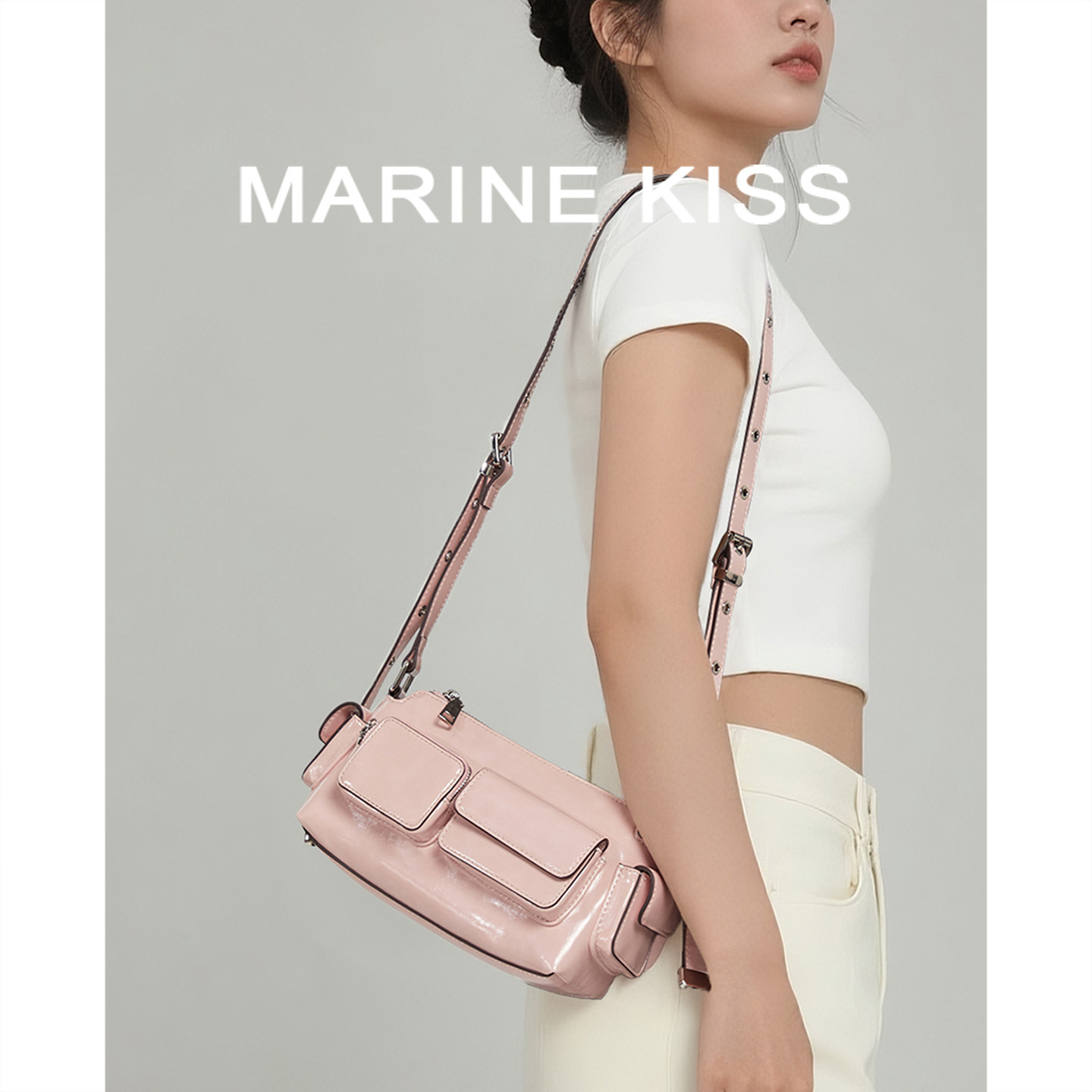 MARINE KISS机车包女2026新款设计感小众斜挎包通勤百搭单肩包包