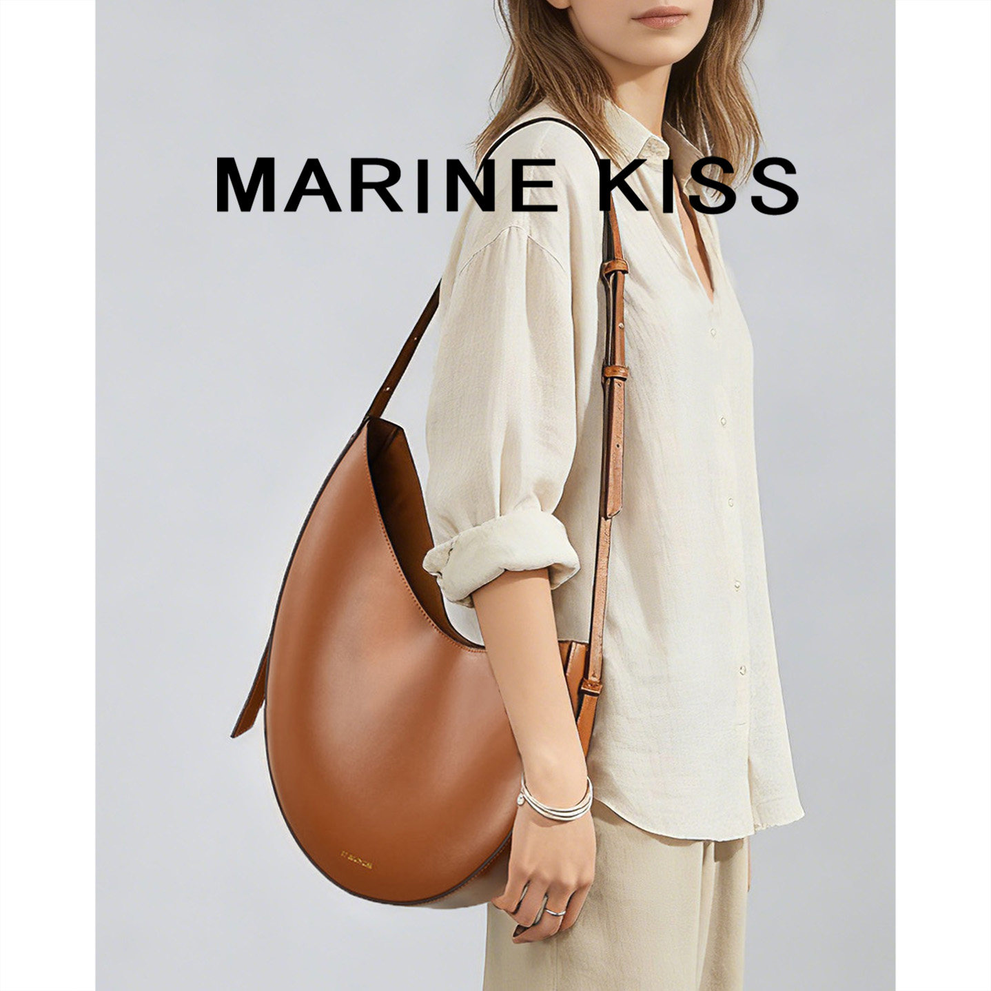 MARINE KISS月牙斜挎包女设计感小众单肩包通勤托特包手提腋下包