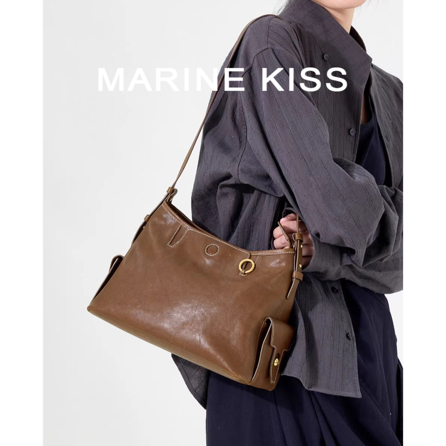 MARINE KISS单肩斜挎包女2025新款通勤腋下托特包男高级感hobo包,箱包皮具/热销女包/男包,单肩包,淘宝优惠券,粉丝福利购,淘宝优惠卷