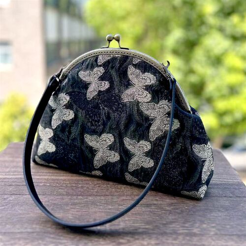 单肩25cm半圆大容量一片式口金包y材料包非成品手工布艺DIY30X8X2