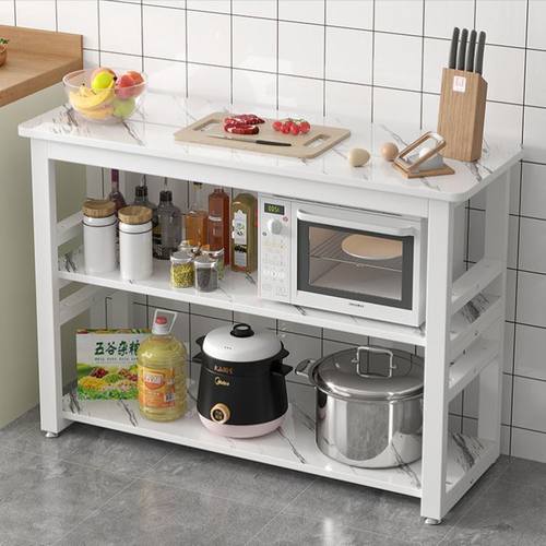 厨房置物架落地多功能切菜桌多层微波炉架家用简易小长桌收纳层架