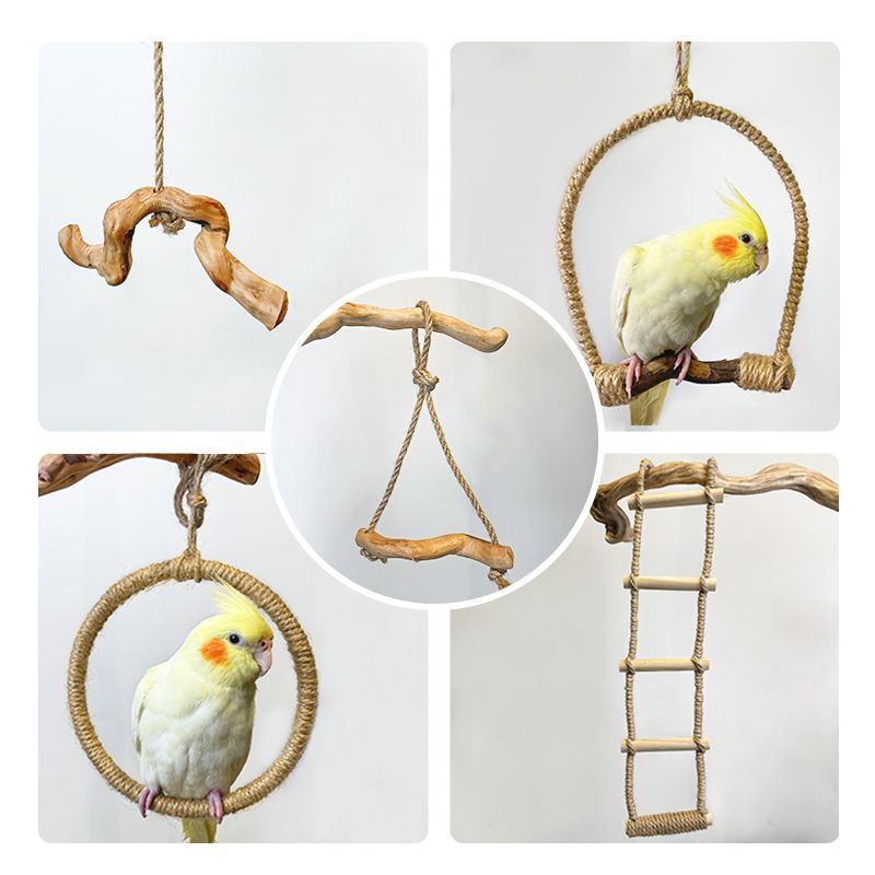 鹦鹉站立杆笼玩具秋千啃咬磨牙爬梯摆件鸟笼挂件鸟用品
