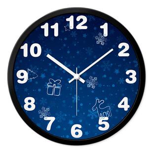 MOMEN/摩门宝蓝色挂钟雪花图案家里客厅创意卧室静音扫秒石英钟表