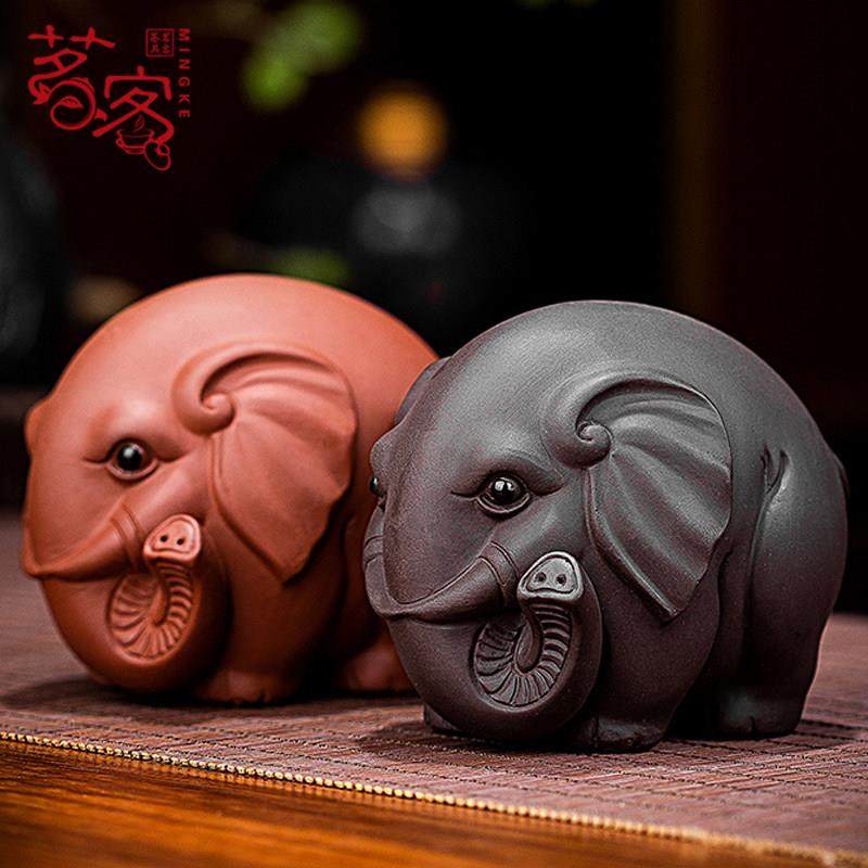 茗客大象一对紫砂可养招财茶具茶桌茶宠摆件精品禅意茶道茶台用品,餐饮具,茶宠摆件,淘宝优惠券,粉丝福利购,淘宝优惠卷