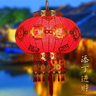 新中式中国风大红旋转水晶发光灯笼阳台吊灯婚庆乔迁灯笼添丁进财