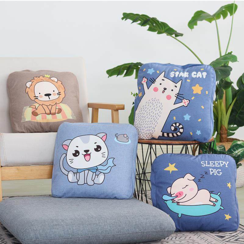 卡通抱枕被子两用靠背垫汽车抱枕毯沙发枕头被午睡毯珊瑚绒二合一