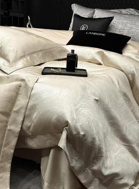 端轻奢1高件40S天丝棉四套JRW鎏金锦缎提花被套床盖柔软裸睡墅别