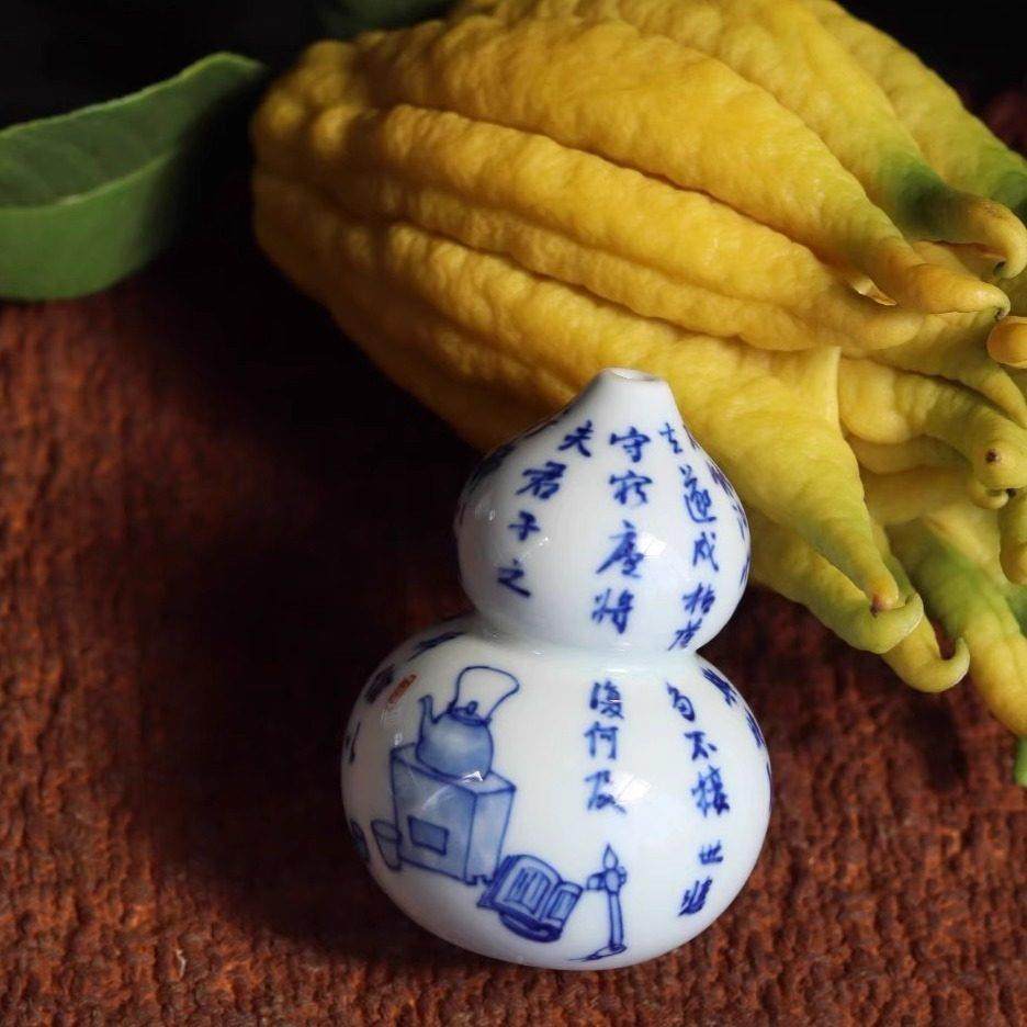 景德镇茶手作芦WQV香插 手绘青花陶瓷中式座香 福禄室桌面摆葫件,家居饰品,香托/香盘/香座/香插,淘宝优惠券,粉丝福利购,淘宝优惠卷