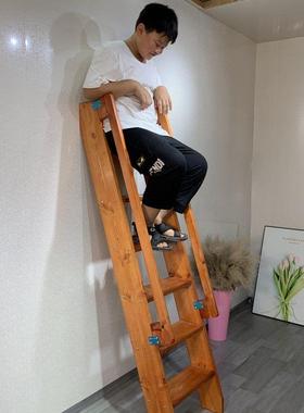 定制实木梯子登高台室家用内阶65度外简易双侧扶单复式l手oft阁楼