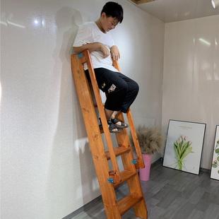 定制实木梯子登高台室家用内阶65度外简易双侧扶单复式 l手oft阁楼