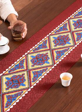 爱奇葩 原创蒙长古族TXP条桌旗席垫民子族茶风茶台茶桌垫布高端桌