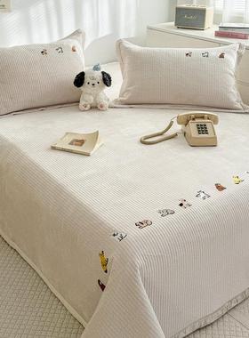 冬季牛宝宝夹棉FFN20250绗缝床盖三件套奶绒保暖床绒榻榻米单防滑