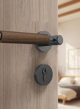 顶卧固室房桃门锁胡木门把手磁静音吸中古风房门锁家用通用型