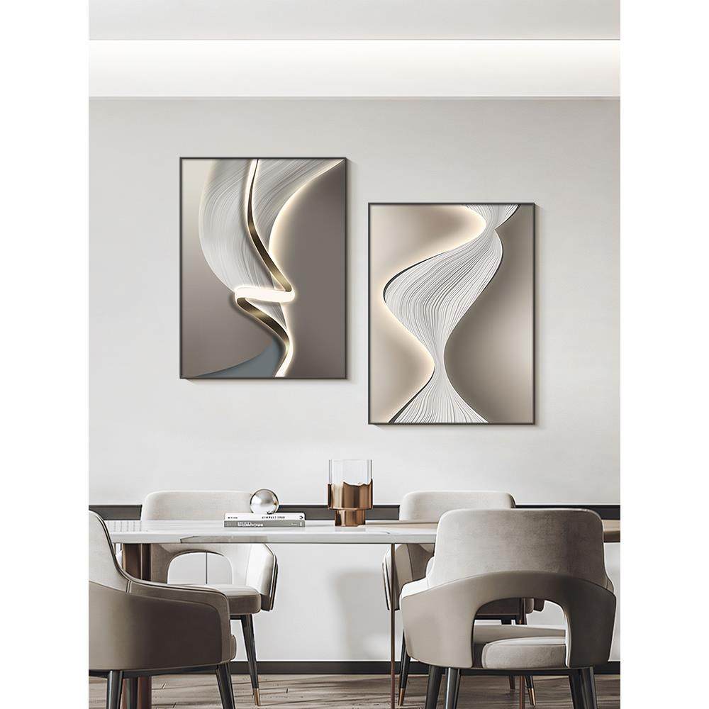 象艺术餐厅装饰画轻奢高级感厅餐卧桌挂画创意UGD线条组饭合抽室