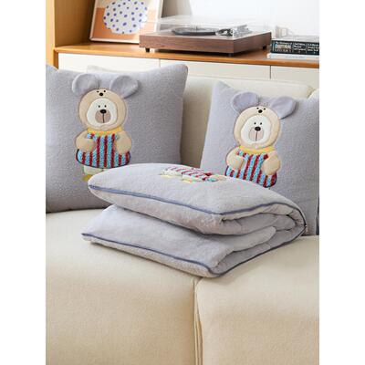 牛奶绒抱枕被办子两用二合一汽JL202507垫车载靠枕公室午睡毯枕头