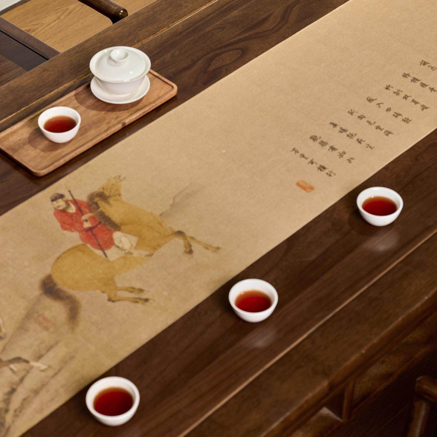 禅原创CXDC0150宝神骏驹桌旗新中式意水茶席茶台桌防布茶几茶旗,居家布艺,桌旗,淘宝优惠券,粉丝福利购,淘宝优惠卷