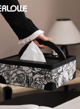 简约轻厅奢经典覆BUU巾古提花皮质多功能纸盒客餐桌布收纳卫生纸
