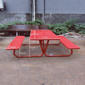 工厂定制桌椅户外闲铁艺套桌休公园社区防011镀锌桌庭院棋锈牌连