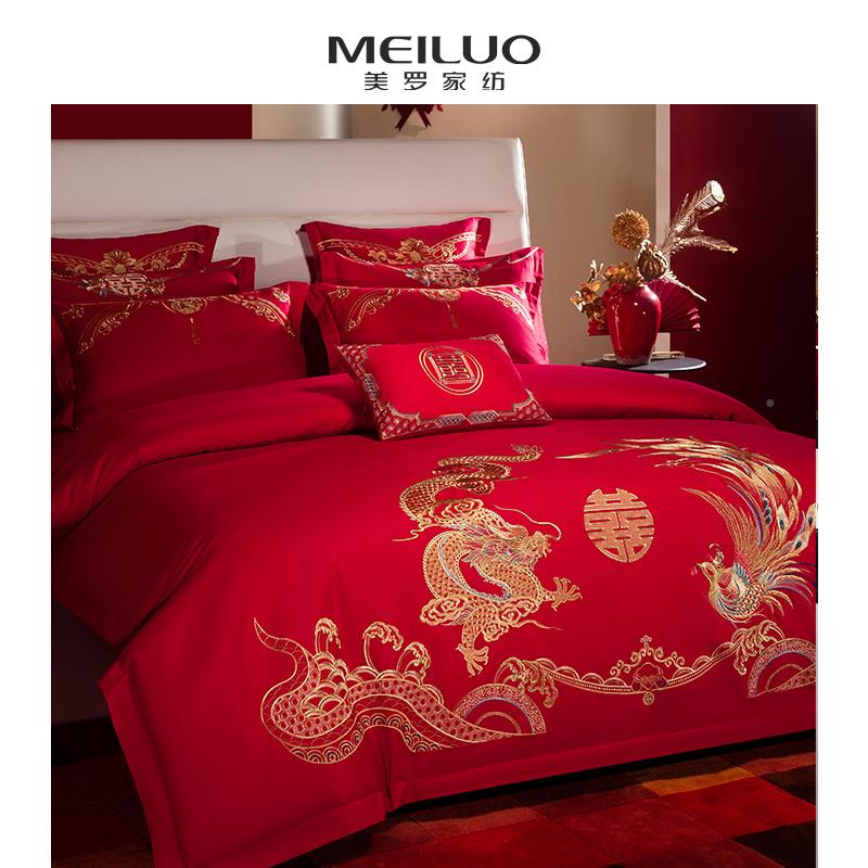 龙凤婚庆棉四色件套大202102红结婚嫁喜被多庆件全套喜床上用品