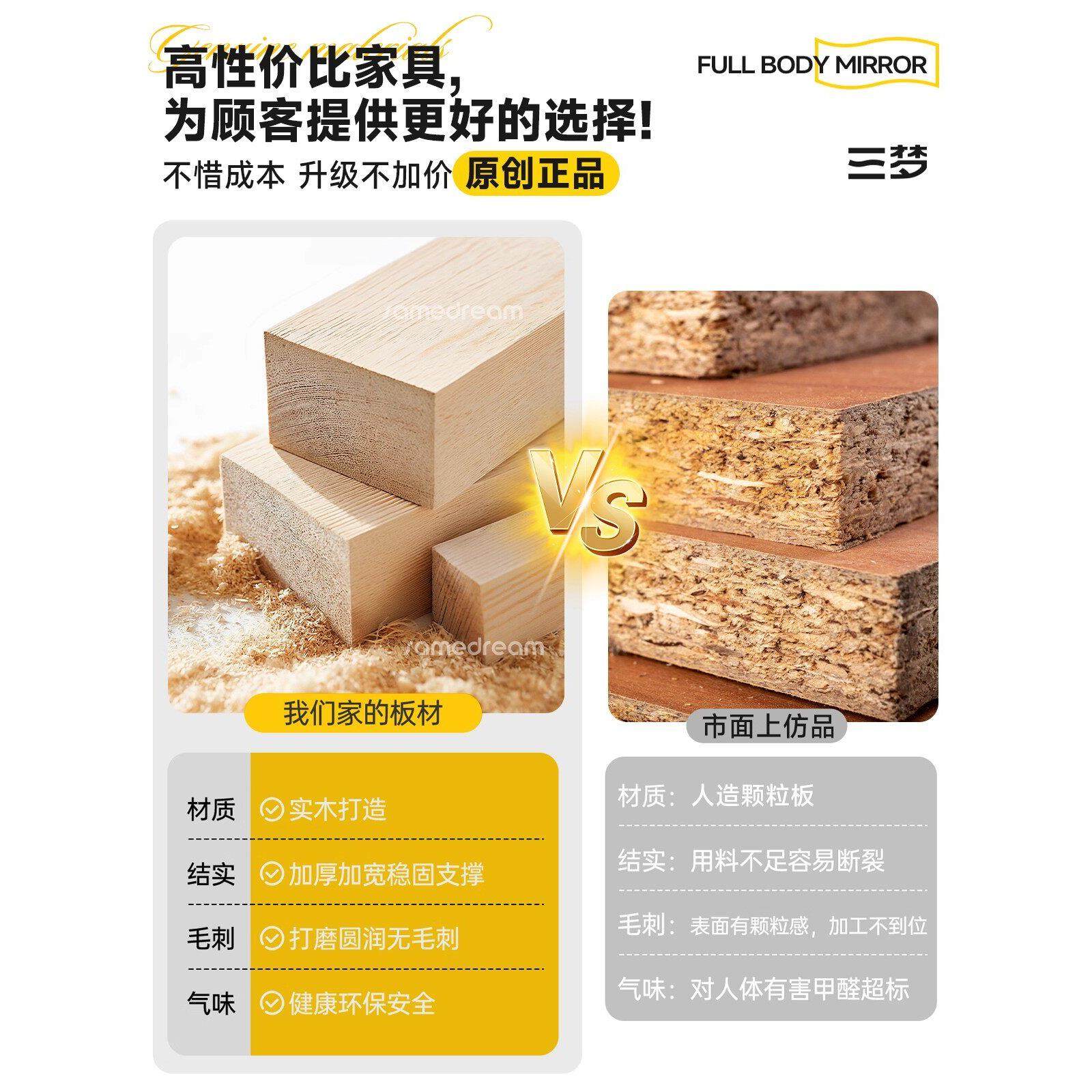 穿可移物实17900动木洞洞板衣镜置架全身镜子家用可关闭推拉落地