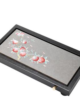 仿乌金石茶盘家用排水型干泡茶台新款JX-549中复式古茶具夫托盘小
