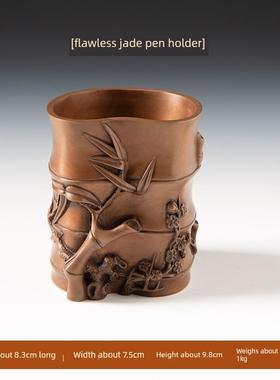 古铜ARY官 铜竹节高笔筒书房桌面摆紫节件送辈生日长礼品教师礼物