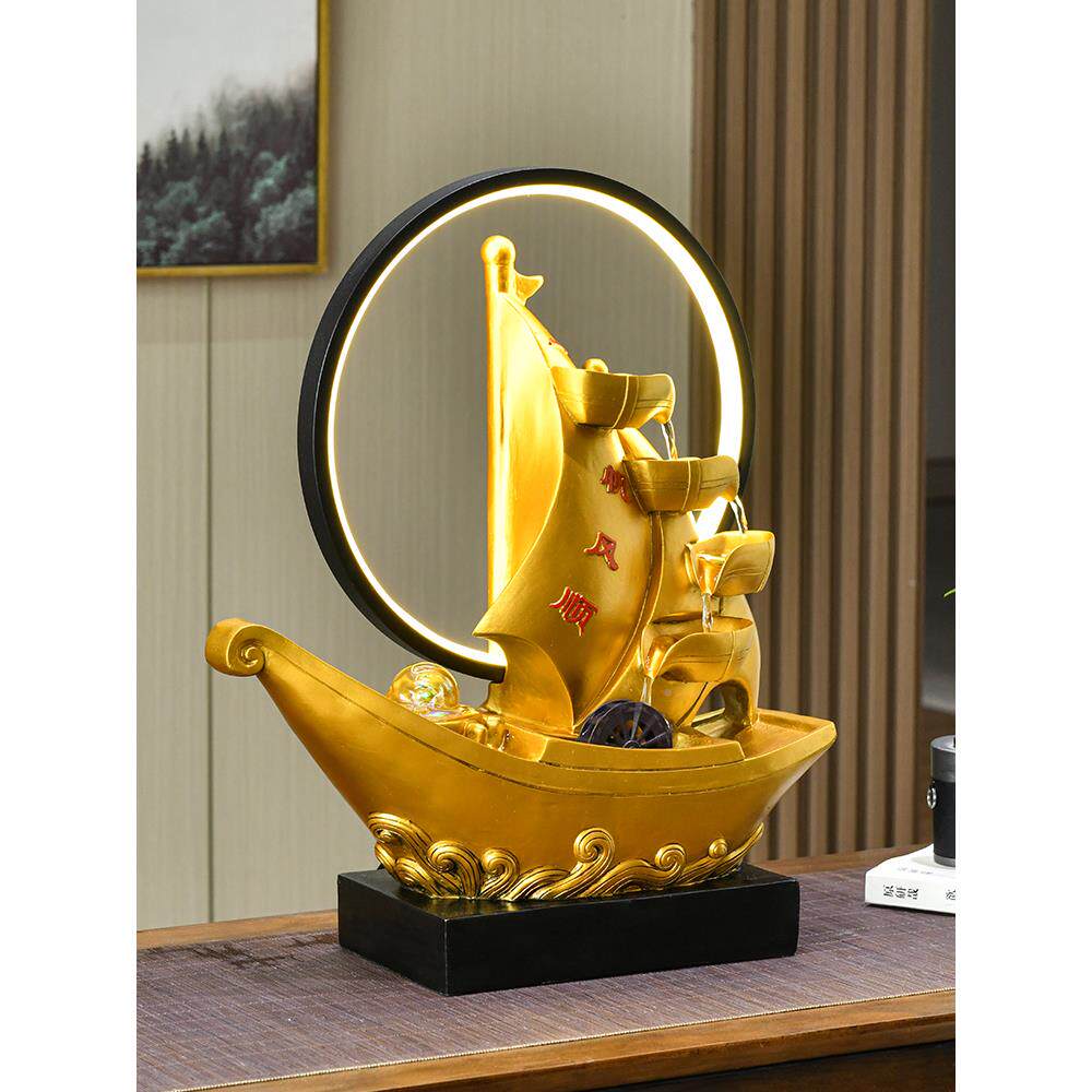 公司开循业礼品招财流水FOO摆前件风水轮客厅饰美容院台装喷泉环