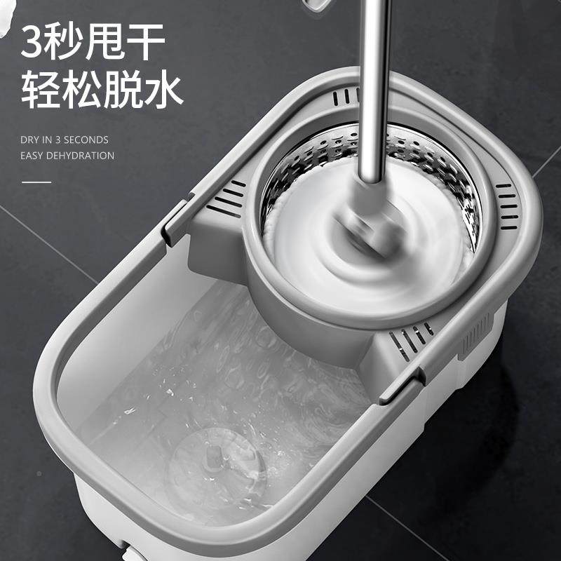 五人月花家用转拖把免手洗干旋湿两用拖布无品牌/一拖净懒拖地器