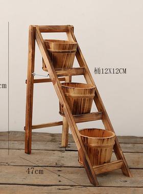轻奢实木梯形花架置物式架内装客厅简约绿萝SC12-80室花饰盆架子